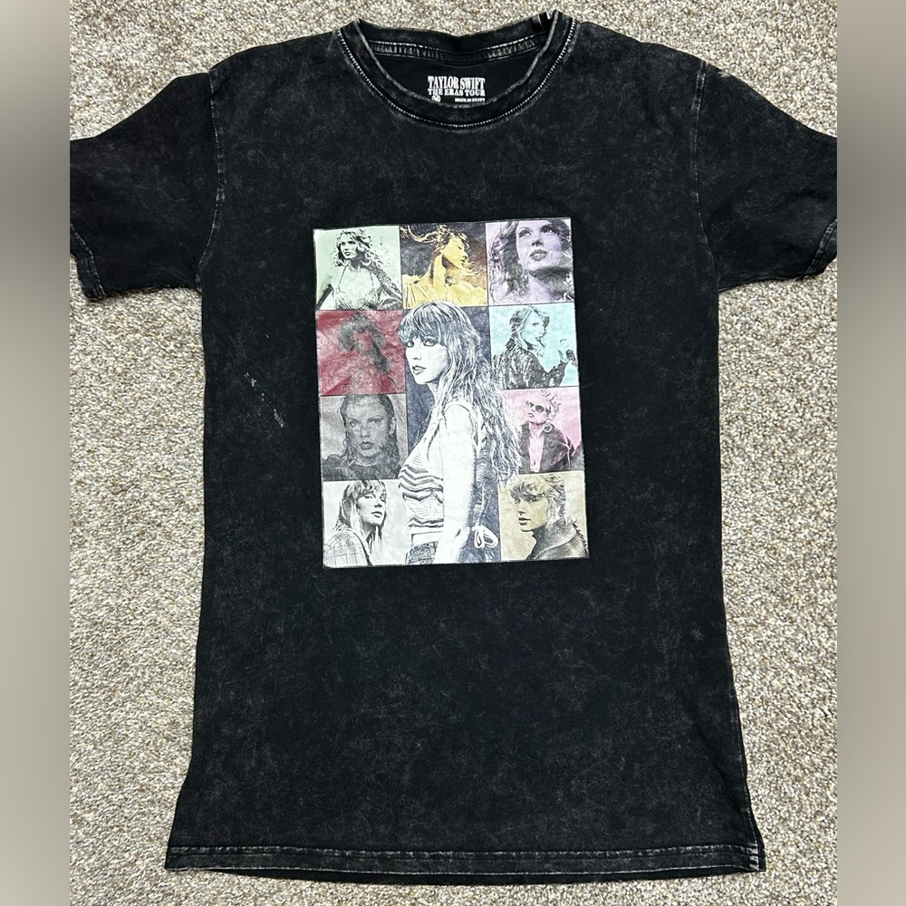 Taylor Swift Eras Tour 2023 Graphic T Shirt Black Mineral Wash Tour Merch